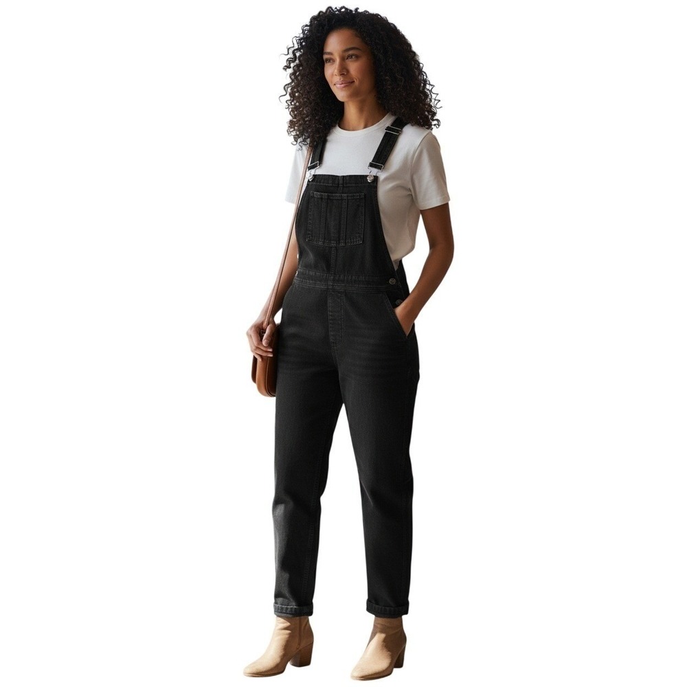 GAP Maternity Black Denim Overalls 4/S NWOT Adjustable Strap Comfort Fit $119